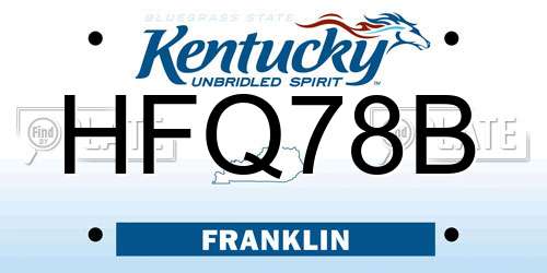 HFQ78B Kentucky License Plate