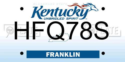 HFQ78S Kentucky License Plate