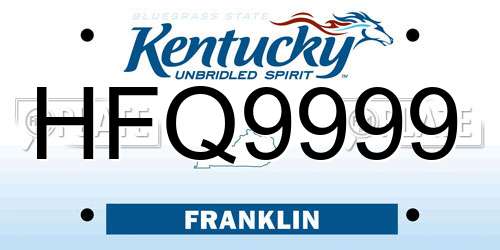 HFQ9999 Kentucky License Plate