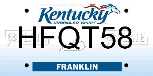 HFQT58 Kentucky License Plate
