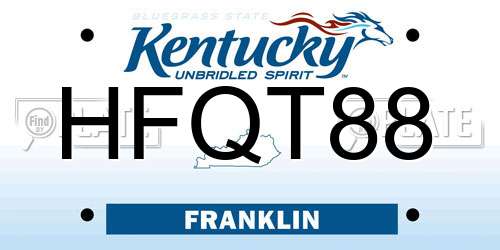 HFQT88 Kentucky License Plate