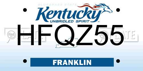 HFQZ55 Kentucky License Plate