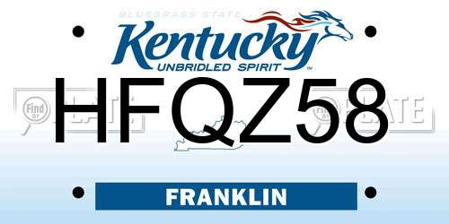 HFQZ58 Kentucky License Plate