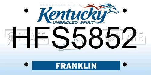HFS5852 Kentucky License Plate