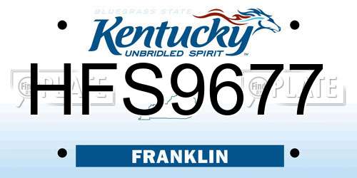 HFS9677 Kentucky License Plate