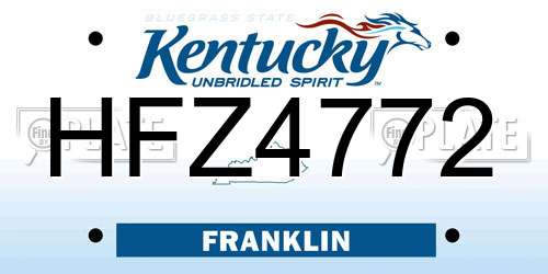 HFZ4772 Kentucky License Plate