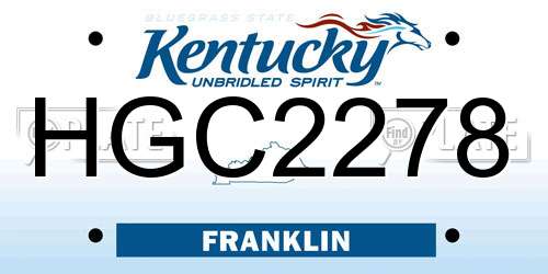 HGC2278 Kentucky License Plate