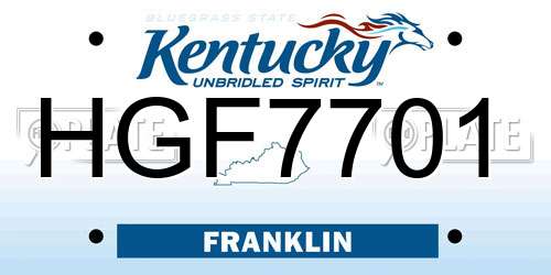 HGF7701 Kentucky License Plate