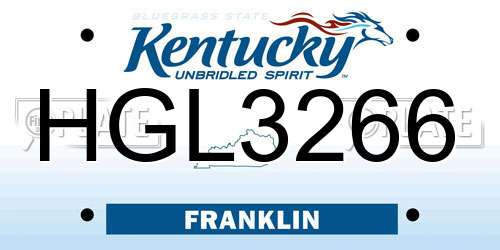 HGL3266 Kentucky License Plate
