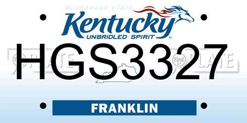 HGS3327 Kentucky License Plate
