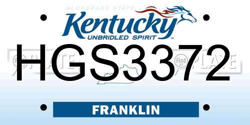 HGS3372 Kentucky License Plate