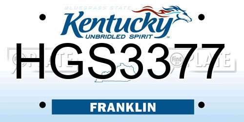 HGS3377 Kentucky License Plate