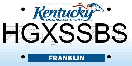 HGXSSBS Kentucky License Plate