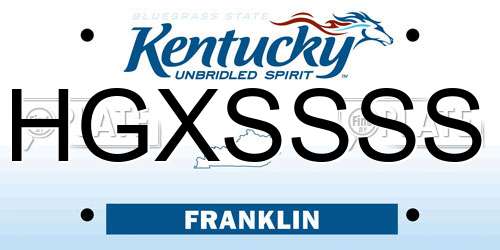HGXSSSS Kentucky License Plate