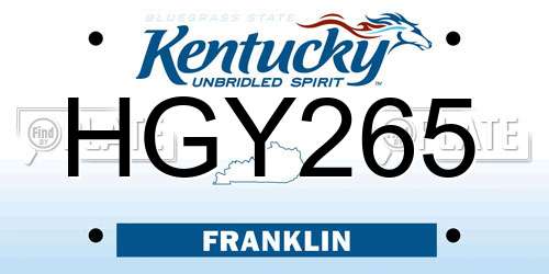 HGY265 Kentucky License Plate