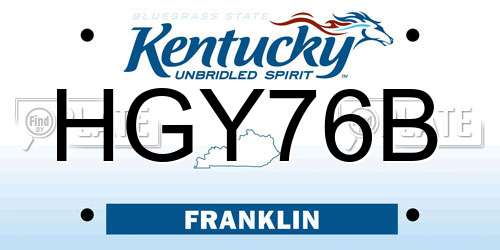 HGY76B Kentucky License Plate