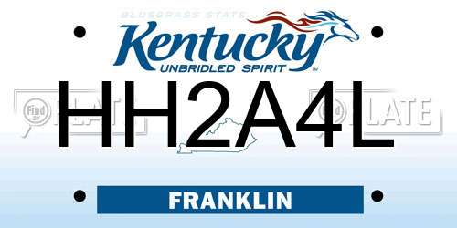HH2A4L Kentucky License Plate