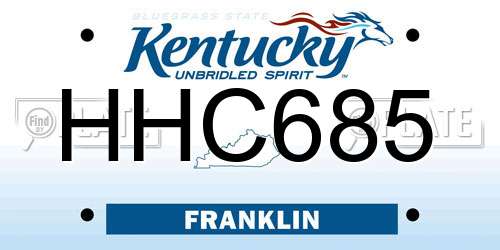 HHC685 Kentucky License Plate
