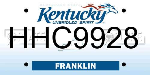 HHC9928 Kentucky License Plate