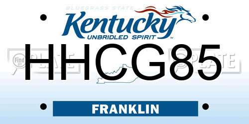 HHCG85 Kentucky License Plate