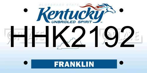 HHK2192 Kentucky License Plate