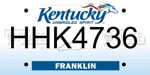 HHK4736 Kentucky License Plate