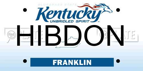 HIBDON Kentucky License Plate