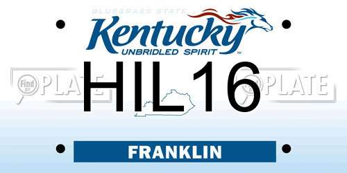 HIL16 Kentucky License Plate
