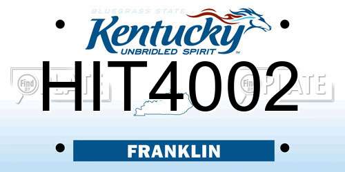 HIT4002 Kentucky License Plate