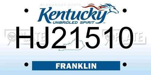 HJ21510 Kentucky License Plate