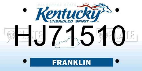 HJ71510 Kentucky License Plate
