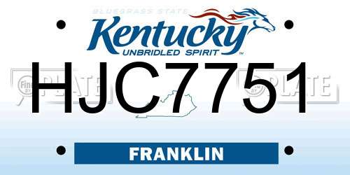 HJC7751 Kentucky License Plate