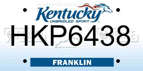 HKP6438 Kentucky License Plate