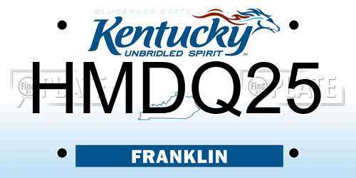 HMDQ25 Kentucky License Plate