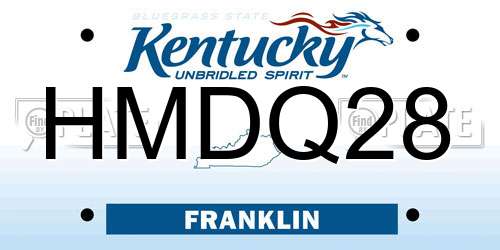 HMDQ28 Kentucky License Plate
