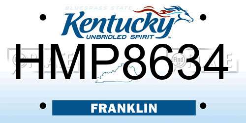 HMP8634 Kentucky License Plate