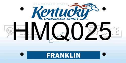 HMQ025 Kentucky License Plate