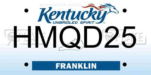 HMQD25 Kentucky License Plate