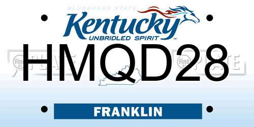 HMQD28 Kentucky License Plate