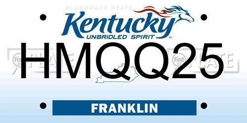 HMQQ25 Kentucky License Plate