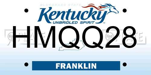 HMQQ28 Kentucky License Plate