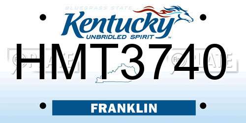 HMT3740 Kentucky License Plate