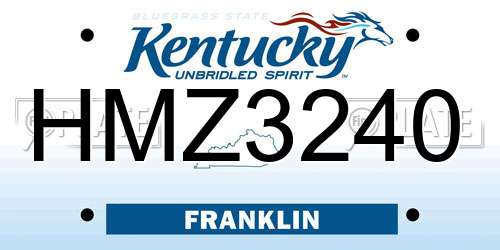 HMZ3240 Kentucky License Plate