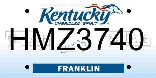 HMZ3740 Kentucky License Plate