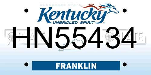 HN55434 Kentucky License Plate