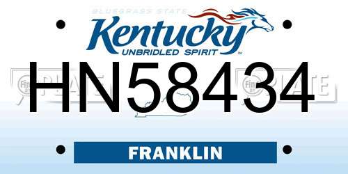 HN58434 Kentucky License Plate