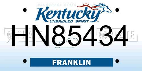 HN85434 Kentucky License Plate
