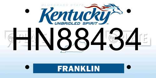 HN88434 Kentucky License Plate