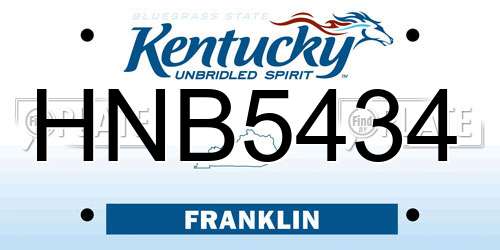 HNB5434 Kentucky License Plate
