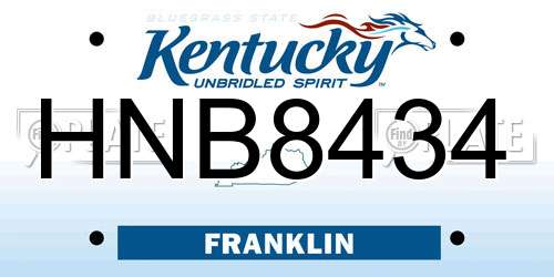 HNB8434 Kentucky License Plate